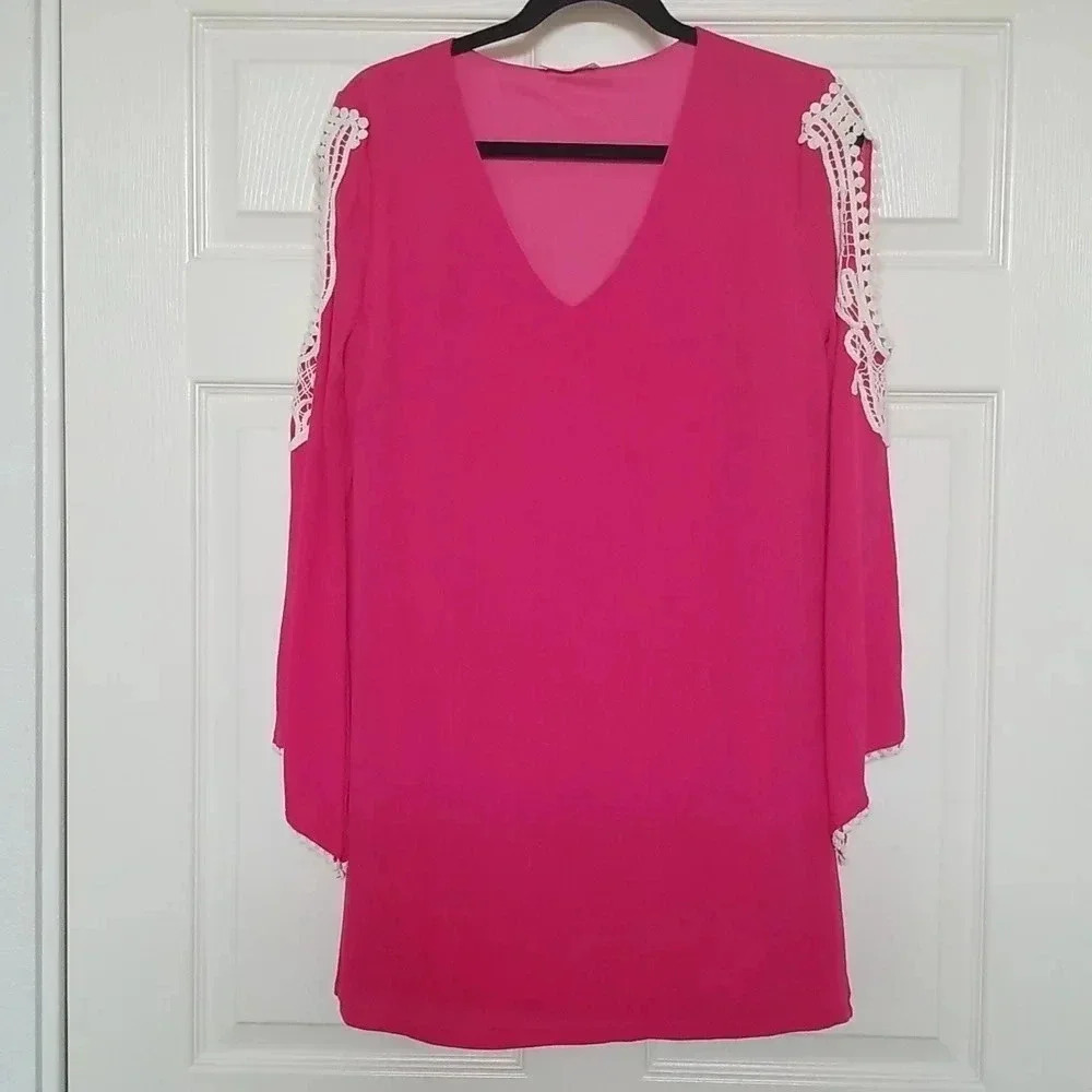 ADRIENNE | Pink peephole Dress - Picture 1 of 5